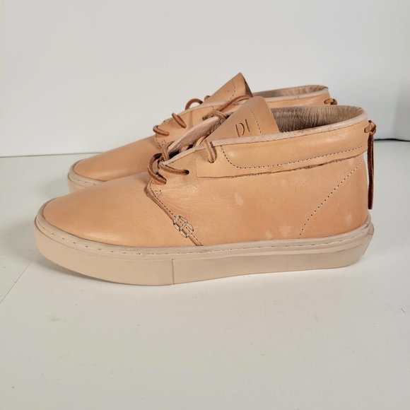 Clean Weather Vegan Raw Undyed Tan Leather Unisex Sneaker Women Size 9 1/2 - Picture 4 of 14